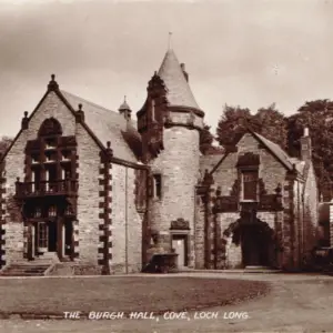 Sepia postcard vintage phototgraph of the Burgh Hall, Cove