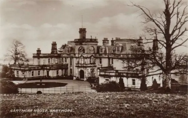 Sepia postcard view of Gartmore House, 1900s