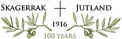 Logo with vine leaves illustration and the words Skagerrak Jutland