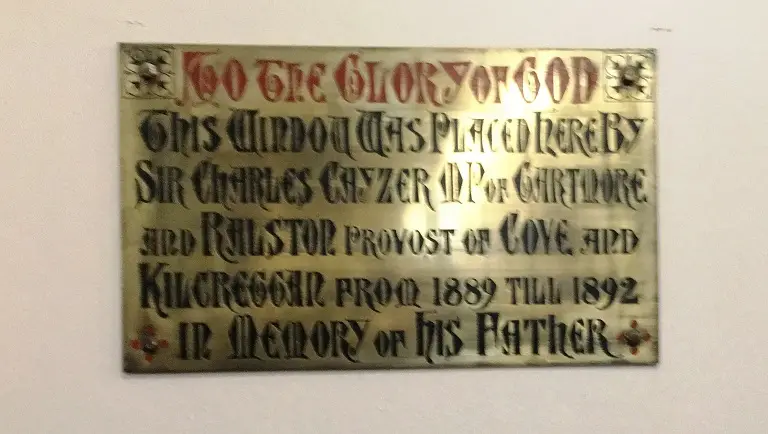Brass memorial plate for Charles William Cayzer Senior
