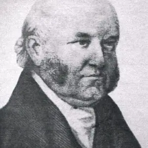 Black and white etching of Reverend John Cayzer