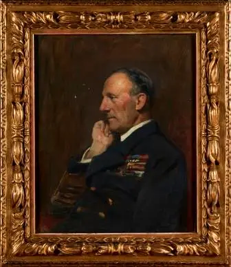 Framed portrait of Admiral Sir John Jellicoe, Commander of the Grand Fleet painted by Sir Arthur Stockdale Cope, 1921