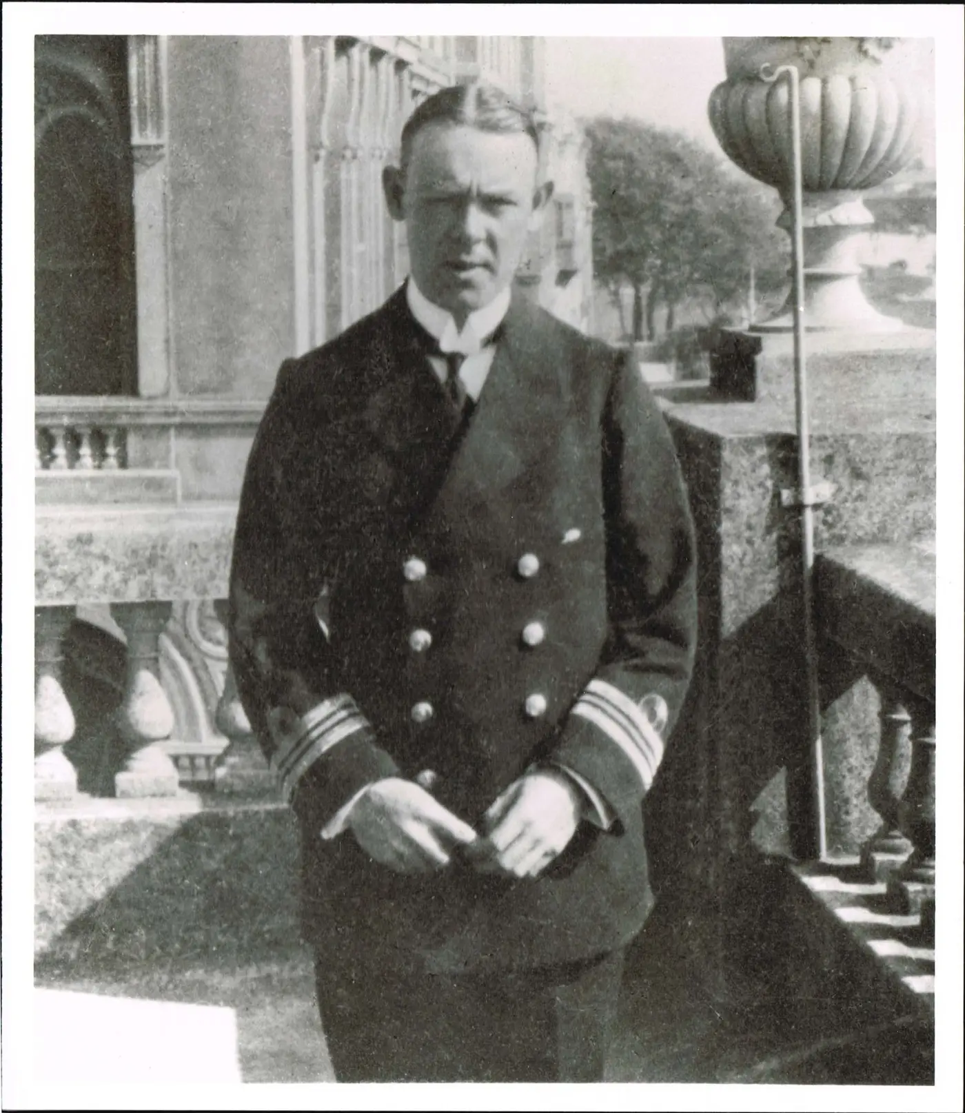 Black and white photograph of Lieutentant Commander August Cayzer when recalled to the Royal Navy in 1914