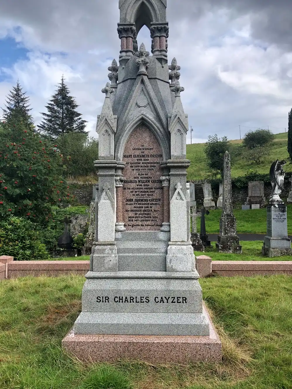 View of the Victorian-Gothic Cayzer grave monument, 2019