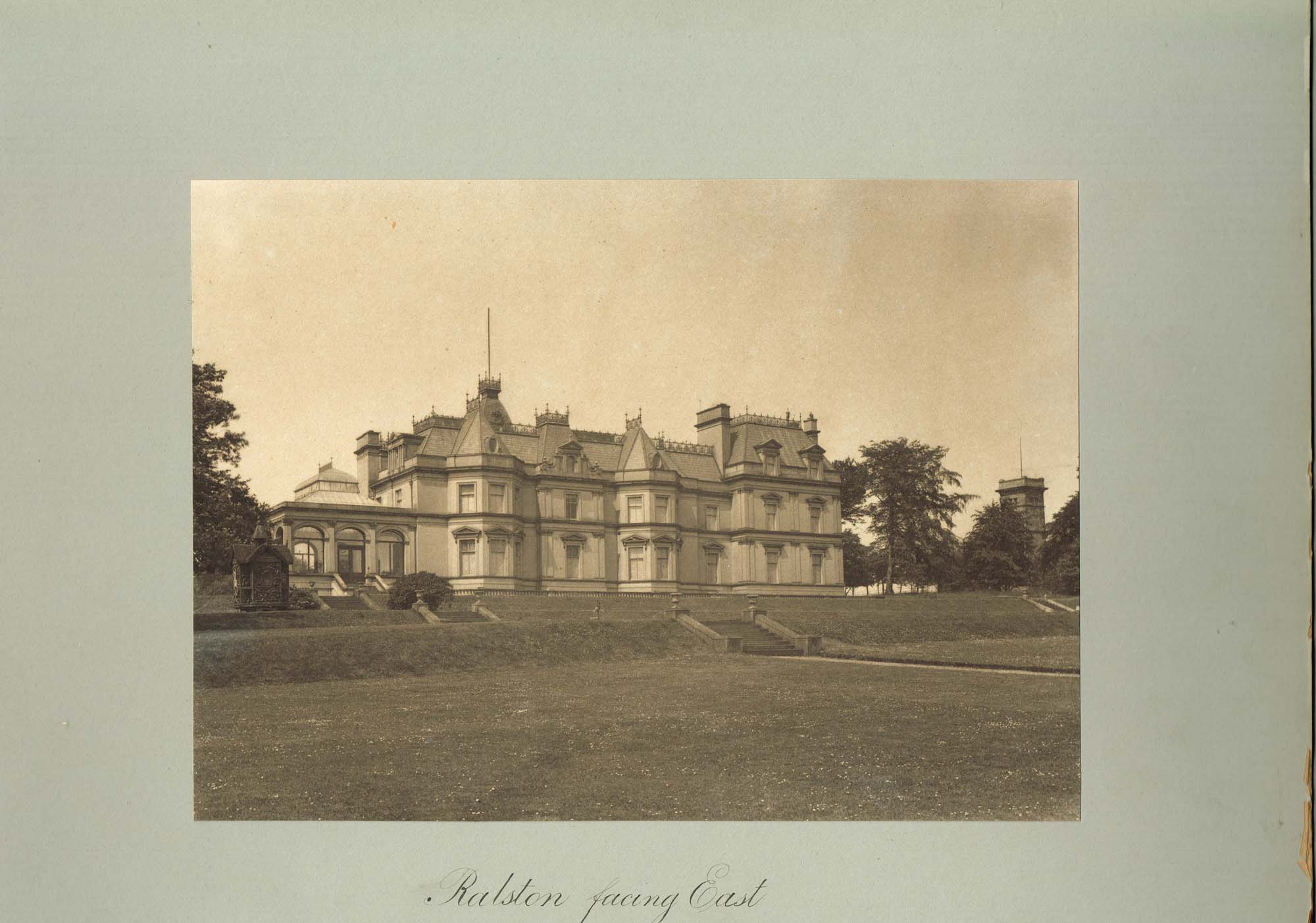 Black and white photograph of Ralston facing east