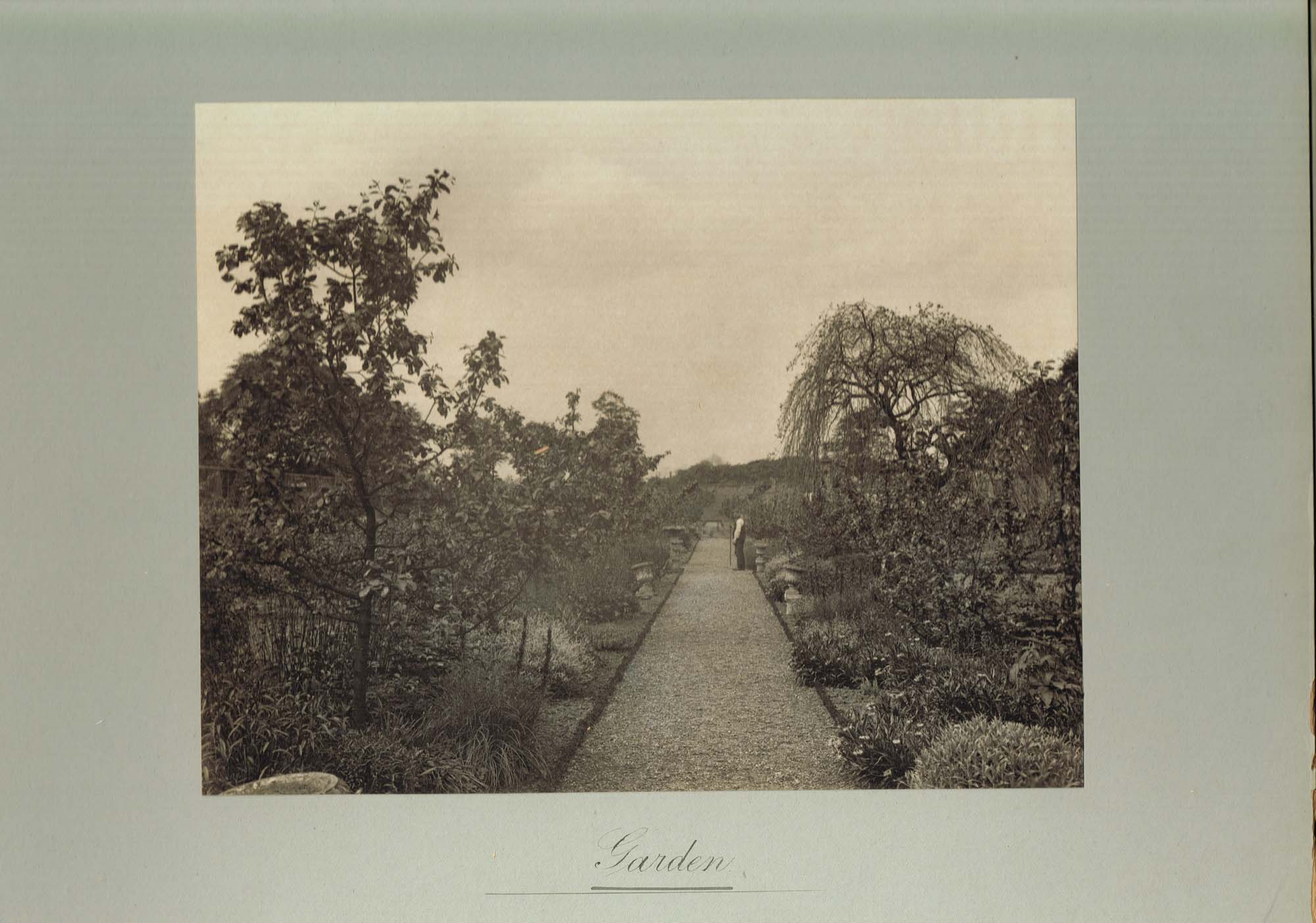 Black and white photograph of the garden at Ralston