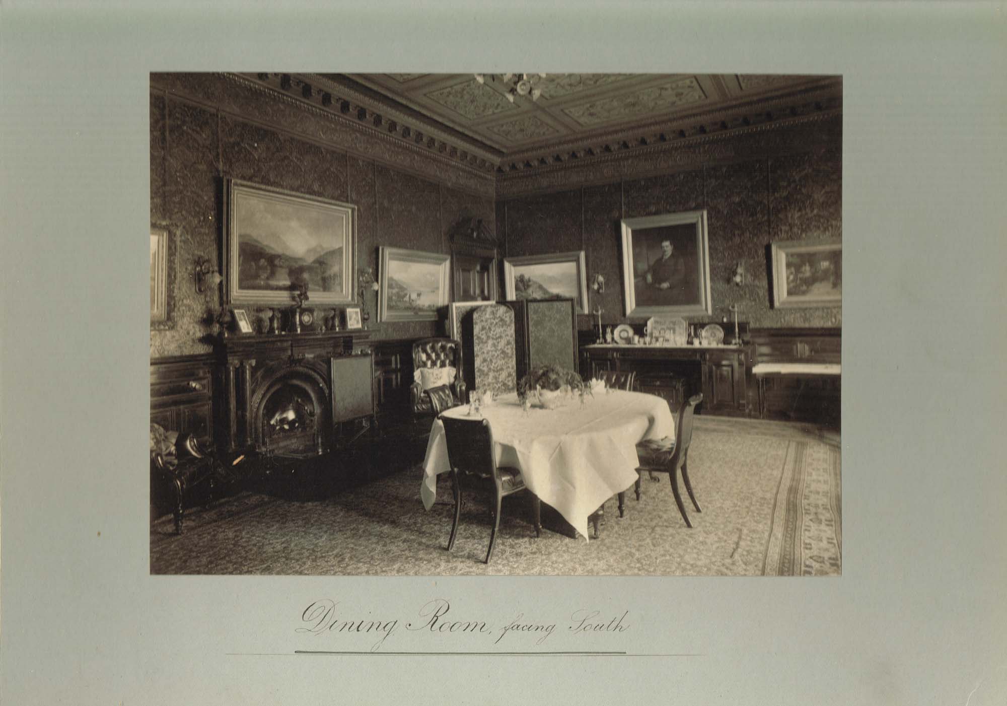 Black and white photograph of the Dining Room at Ralston