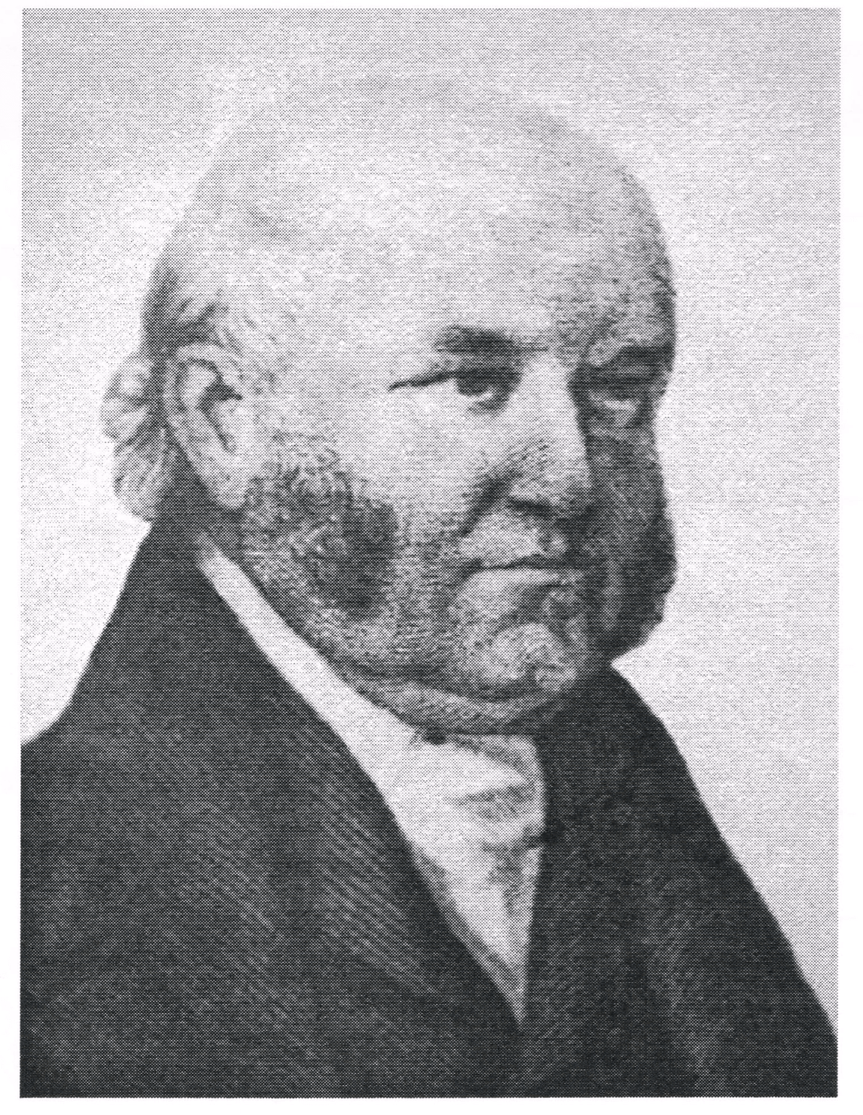 Black and white etching of Reverend John Cayzer